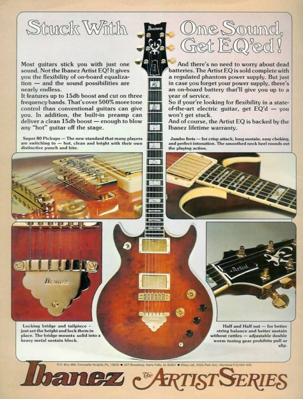 1985 VINTAGE 8X11 PRINT AD FOR IBANEZ GUITARS THE XV500 DRIVING FORCE ON STAGE 