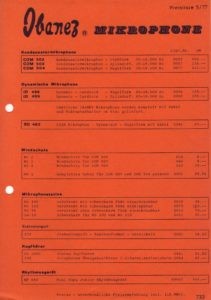 Ibanez Microphones - Price list 05/1977